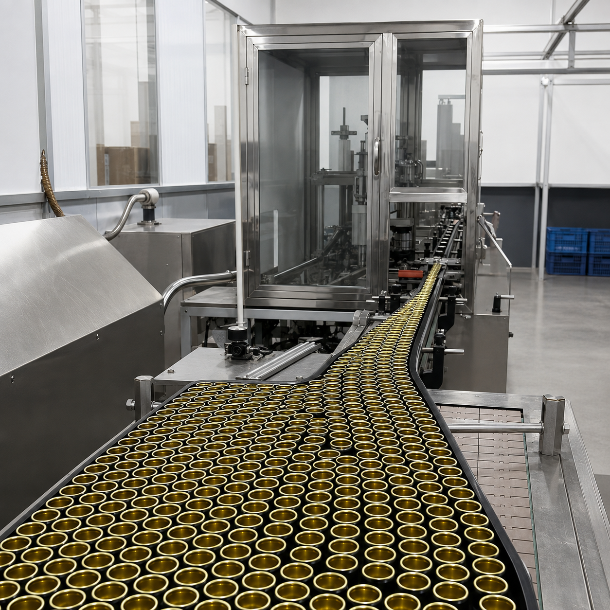 Production workshop with an aerosol container line